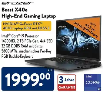 Aldi Süd erazer Beast X40e High-End Gaming Laptop Angebot