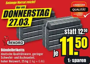 B1 Discount Baumarkt REKORD Bündelbriketts Angebot