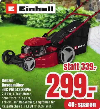 B1 Discount Baumarkt Einhell Benzin Rasenmäher GC PM 513 SHW Angebot