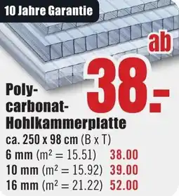 B1 Discount Baumarkt Polycarbonat Hohlkammerplatte Angebot