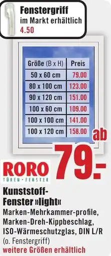 B1 Discount Baumarkt RORO Kunststoff Fenster light Angebot