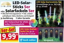 Norma I-GLOW LED-Solar Sticks 5er oder Solarfackeln 5er Angebot