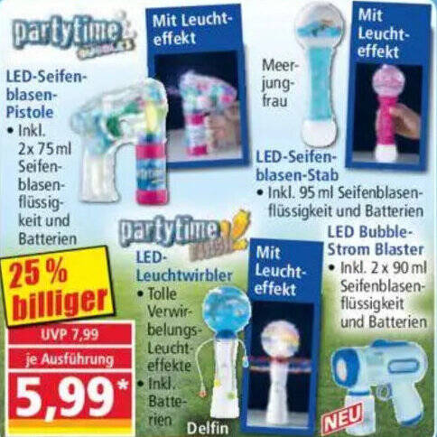 partytime LED-Seifenblasen Pistole Angebot bei Norma