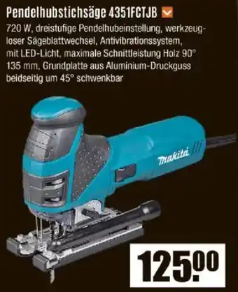 V Baumarkt Makita Pendelhubstichsäge 4351FCTJB Angebot