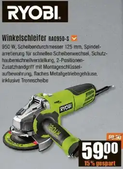 V Baumarkt RYOBI Winkelschleifer RAG950-S Angebot