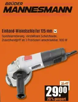 V Baumarkt BRÜDER MANNESMANN Einhand-Winkelschleifer 125 mm Angebot