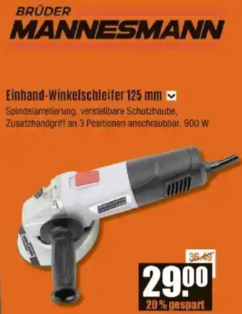 V Baumarkt BRÜDER MANNESMANN Einhand-Winkelschleifer 125 mm Angebot