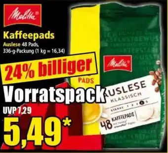 Norma Melitta Kaffeepads Angebot