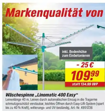 toom Baumarkt LEIFHEIT Wäschespinne,,Linomatic 400 Easy" Angebot