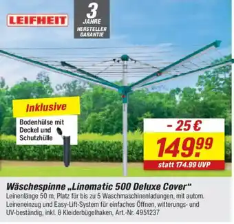 toom Baumarkt LEIFHEIT Wäschespinne „Linomatic 500 Deluxe Cover" Angebot