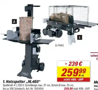 toom Baumarkt Scheppach 1. Holzspalter,,HL 460“ Angebot