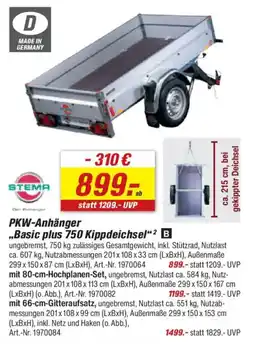 toom Baumarkt STEMA PKW-Anhänger ,,Basic plus 750 Kippdeichsel" Angebot