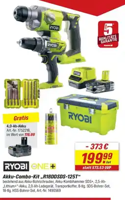 toom Baumarkt RYOBI ONE + Akku-Combo-Kit,,R18DDSDS-125T" Angebot