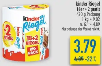 diska kinder Riegel 18er + 2 gratis Angebot