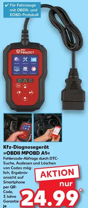 Kaufland My Project Kfz-Diagnosegerät OBDII MPOBD A1 Angebot