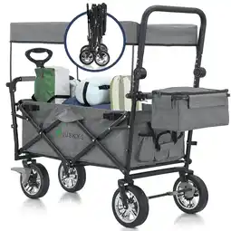 Netto Marken-Discount Juskys Bollerwagen mit Dach & Tasche - Wagen bis 120 kg belastbar - Handwagen faltbar - Dunkelgrau Angebot