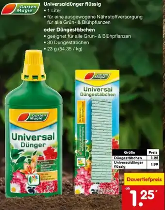 Netto Marken-Discount Garten Magie Universaldünger flüssig oder Düngestäbchen Angebot