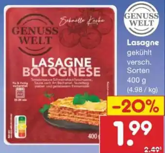 Netto Marken-Discount GENUSS WELT Lasagne Angebot