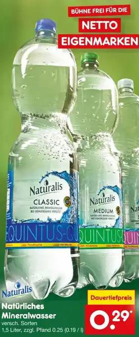 Netto Marken-Discount Naturalis Natürliches Mineralwasser Angebot