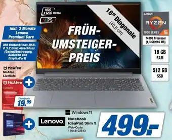 Expert Lenovo Notebook IdeaPad Slim 3 Angebot