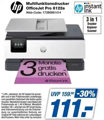 Expert hp Multifunktionsdrucker OfficeJet Pro 8122e Angebot