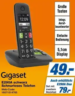 Expert Gigaset E290A schwarz Schnurloses Telefon Angebot