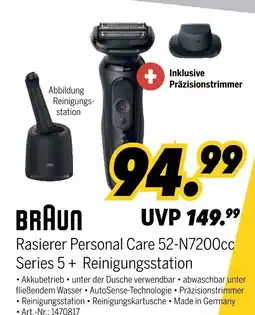 MEDIMAX Braun rasierer personal care 52-n7200cc series 5 + reinigungsstation Angebot