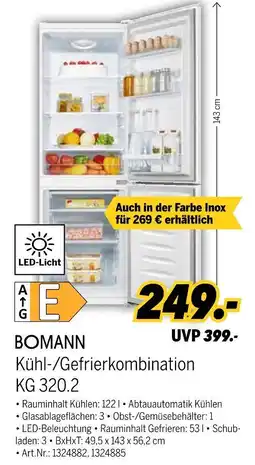 MEDIMAX Bomann kühl-/gefrierkombination kg 320.2 Angebot