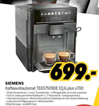 MEDIMAX Siemens kaffeevollautomat te657509de eq.6 plus s700 Angebot