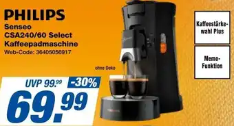 Expert PHILIPS Senseo CSA240/60 Select Kaffeepadmaschine Angebot