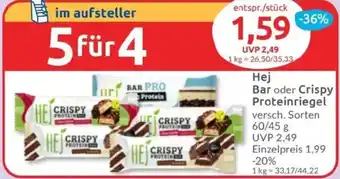 Budni Hej Bar oder Crispy Proteinriegel Angebot