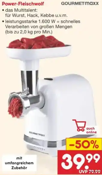 Netto Marken-Discount GOURMETmaxx Power-Fleischwolf Angebot