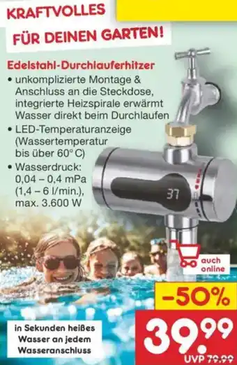 Netto Marken-Discount Edelstahl-Durchlauferhitzer Angebot