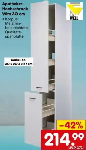 Netto Marken-Discount FLEX WELL Apotheker Hochschrank Wito 30 cm Angebot