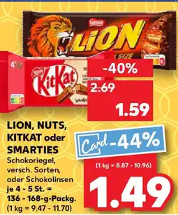 Kaufland LION, NUTS, KITKAT oder SMARTIES Schokoriegel Angebot