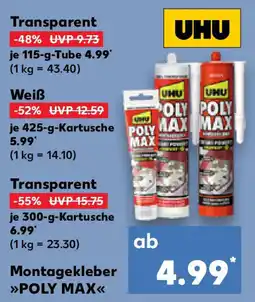 Kaufland UHU Montagekleber POLY MAX Transparent Angebot