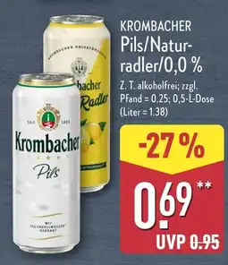 Aldi Nord KROMBACHER Pils/Natur- radler/0,0% Angebot