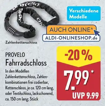 Aldi Nord PROVELO Fahrradschloss Angebot