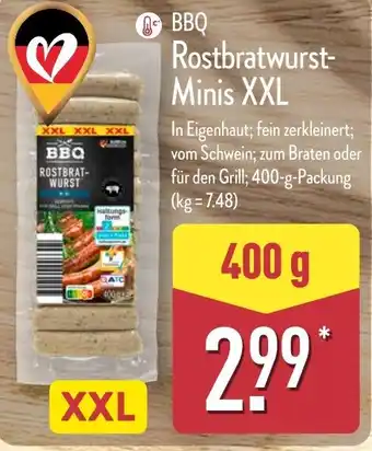 Aldi Nord BBQ Rostbratwurst- Minis XXL Angebot