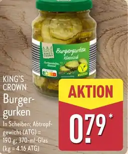 Aldi Nord KING'S CROWN Burger- gurken Angebot