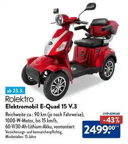 Aldi Nord Rolektro Elektromobil E-Quad 15 V.3 Angebot