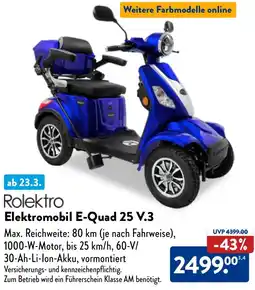 Aldi Nord Rolektro Elektromobil E-Quad 25 V.3 Angebot