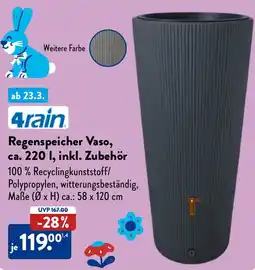 Aldi Nord 4rain Regenspeicher Vaso, ca. 220 I, inkl. Zubehör Angebot