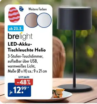 Aldi Nord brelight LED-Akku- Tischleuchte Helio Angebot