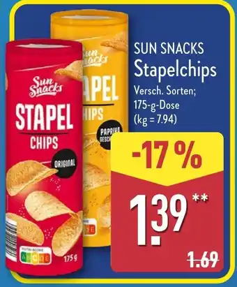 Aldi Nord SUN SNACKS Stapelchips Angebot