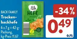 Aldi Süd BACK FAMILY Trockenbackhefe Angebot