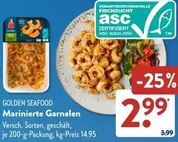 Aldi Süd GOLDEN SEAFOOD Marinierte Garnelen Angebot