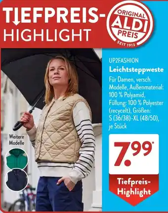 Aldi Süd UP2FASHION Leichtsteppweste Angebot