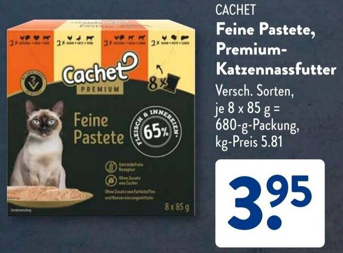 CACHET Feine Pastete, Premium Katzennassfutter 680 g Angebot bei Aldi Sd