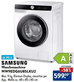 Aldi Süd SAMSUNG Waschmaschine WW9EDG6U85LKU2 Angebot